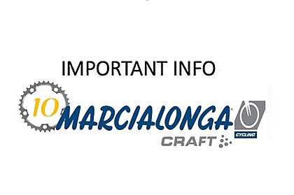IMPORTANT INFO FOR THE COMPETITORS OF THE 10.MARCIALONGA CYCLING CRAFT